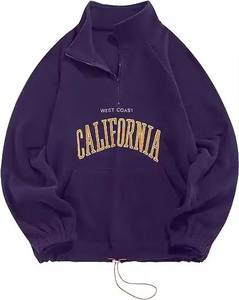 เสื้อหนาวปักลายเชอร์ปาฟลีซของผู้หญิงเสื้อสเวตเตอร์สวมหัวโอเวอร์ไซส์แบบรูดซิปแบบลำลองสำหรับฤดูหนาวออกแบบได้ตามต้องการ - Product Image 3