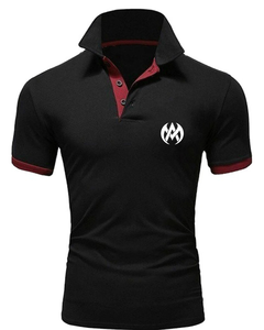 เสื้อโปโลแขนสั้นโอเวอร์ไซส์สำหรับผู้ชาย, เสื้อยืดลายทางพิมพ์ลายทางสีพื้นฤดูร้อนน้ำหนักเบา - Product Image 1