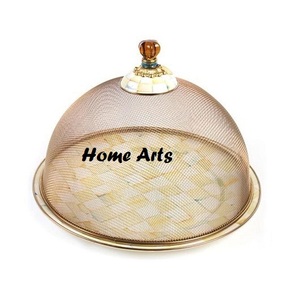 Premium Quality Round Shape Cake Server With Lid Wood And <b>MOP</b> Work Cake Server With Glass Lid <b>For</b> <b>Sale</b> - Product Image 6