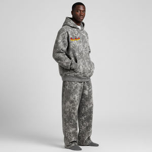 ชุดเซ็ต 2 ชิ้น เสื้อฮู้ดดี้โอเวอร์ไซส์พิมพ์ลายคุณภาพสูง ล้างสีสไตล์วินเทจ พร้อมกางเกงขายาวทรงกว้าง สตรีทแวร์ สวมใส่สบาย - Product Image 1