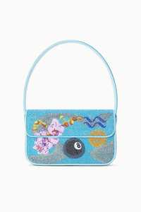 Sac à bandoulière de luxe rouge perlé, pochette de soirée à motif de perles roses, petite pochette baguette tendance pour femme pour les soirées - Product Image 3