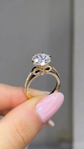 แหวนเพชรโมอิสทรงกลมสไตล์3ct สำหรับสตรีเครื่องประดับแฟชั่น - Product Image 3