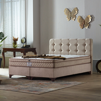 Lit de couchage européen en bois massif élégant de haute qualité, double caractéristique, lit queen king size en tissu, meubles turcs