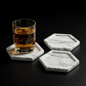 Premium Eco-Friendly Modern Home Decor Durable <b>Heat</b>-Resistant Scratch-Proof Marble <b>Coasters</b> Set of Stone Drink Protectors - Product Image 1