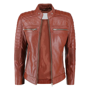 แจ็กเก็ตหนังแท้สำหรับผู้หญิงสีดำฤดูหนาวมีสไตล์ทุกขนาดติดโลโก้ตามสั่งและมีซิป - Product Image 3