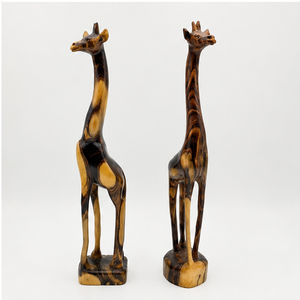 Figuras de jirafa de madera hechas a mano, juego de 2 esculturas de animales tradicionales, decoración de mesa para sala de estar - Product Image 5