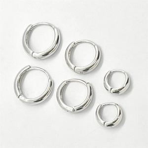Wholesale Factory Price <b>Silver</b> Plated 925 Sterling <b>Silver</b> 14mm Classic Women's Anniversary <b>Huggie</b> Hoop Earrings - Product Image 6
