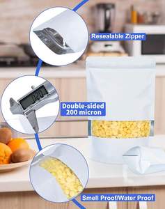 Sacs en aluminium blancs faits à la main, personnalisables, debout, refermables, avec fenêtres givrées pour biscuits, gâteaux, chocolats, bonbons, collations - Product Image 3