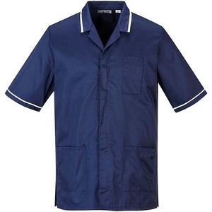 Vêtements d'hôpital pour hommes de haute qualité en gros, uniformes d'infirmière, hauts de blouse, col rabattu, bordure blanche, logo personnalisé, sans couture - Product Image 1