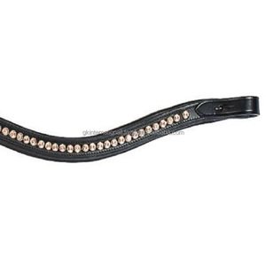 Personalizado 1 Fila cristales dorados mega Bling cadena de metal con incrustaciones de canal vacío forma de onda cuero ceja de caballo banda en mazorca completa - Product Image 5