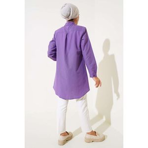 เสื้อตัดวงรีสีม่วงปกคลาสสิก - Product Image 4