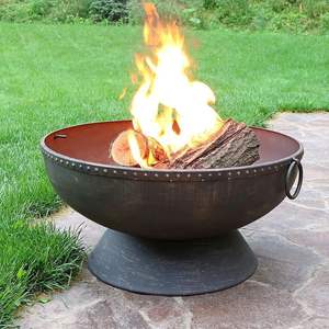 <b>Large</b> Round Iron Modern <b>Fire</b> <b>Pit</b> Outdoor Eco-Friendly High BTU Heating Durable Construction Family Gatherings Feature - Product Image 1