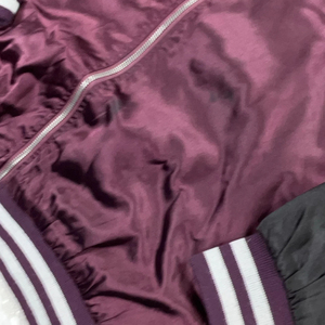 Front Closure Zipper <b>Purple</b> Satin Color Bomber Letterman <b>Varsity</b> <b>Jacket</b> Raglan Sleeves Custom CollegeBaseballjacket for men - Product Image 5