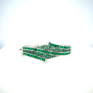 Natural Emerald Gemstone 925 <b>Solid</b> <b>Silver</b> for Women Handmade Designer Tennis <b>Bracelet</b> for Gifting Purpose - Product Image 3