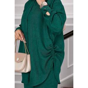 Ensemble hijab 2 pièces avec plis latéraux, émeraude, 165 cm, S/M-2XL/3XL - Product Image 3