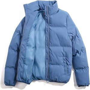 Chaqueta acolchada de trabajo de plumón personalizada para hombre para invierno impermeable estilo callejero para exteriores con cuello levantado fabricante de lona brillante - Product Image 2