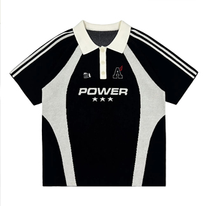 Custom Streetwear Rugby Polo T Shirt Printed Striped High Quality Embroidery Patch Button up Cropped Cotton Polo <b>Tshirts</b> <b>Men</b> - Product Image 1