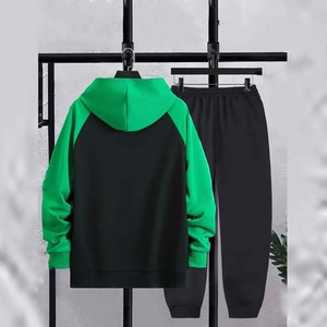 High Quality <b>Men</b> <b>Green</b> Black Winter Hooded Sportswear OEM Design Jogging Tracksuits with Custom Design Logo In Wholesale Price - Product Image 2