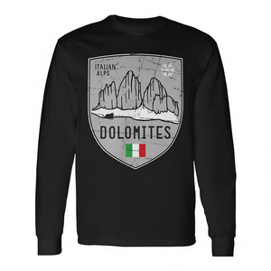 Maglietta a Maniche Lunghe con Emblema delle Dolomiti, Unisex, Girocollo, per Adulti, Promozionale - Product Image 2