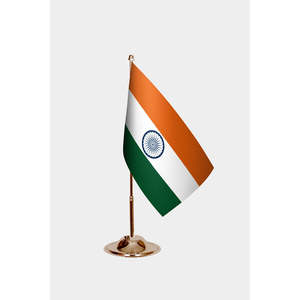 Drapeaux de bureau d'Inde imprimés numériquement, mât en aluminium, matériaux en tissu, plastique, polyester, soie pour l'automobile, l'éducation, les agences de voyage - Product Image 2