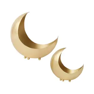 Innovative Moon Shaped Planter for Multi Purpose Usage Home and Garden Decorative Metal Candle Holder and Planter