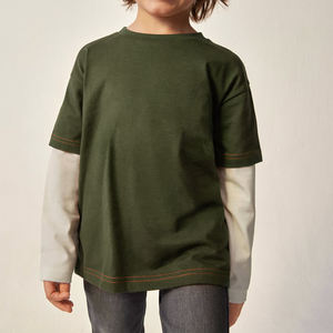 Vente en gros T-shirts d'été personnalisés 100% coton avec impression bouffante pour enfants Épaule tombante Surdimensionné Street Wear High Jersey O-Neck OEM - Product Image 4