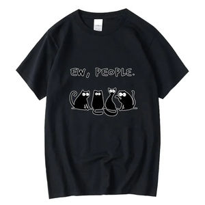 Camiseta para hombre de alta calidad, 100% algodón, divertida, con estampado de gato, informal, holgada, fresca, con cuello redondo, camiseta para hombre - Product Image 5