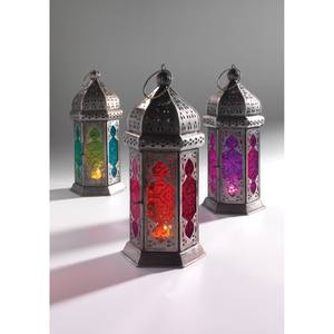 Lanternes Marocaines En Métal Ensemble De 3 Pcs Bougeoir Avec Verre Coloré Festival Décoratif Disponible En Taille Personnalisée Nouvelle Arrivée - Product Image 1