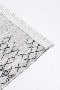 <b>Blue</b> White Velvet Runner <b>Rug</b> Washable 10mm Geometric Moroccan Polyester Hallway Non Slip Turkey Wholesale Custom Size OEM Modern - Product Image 3