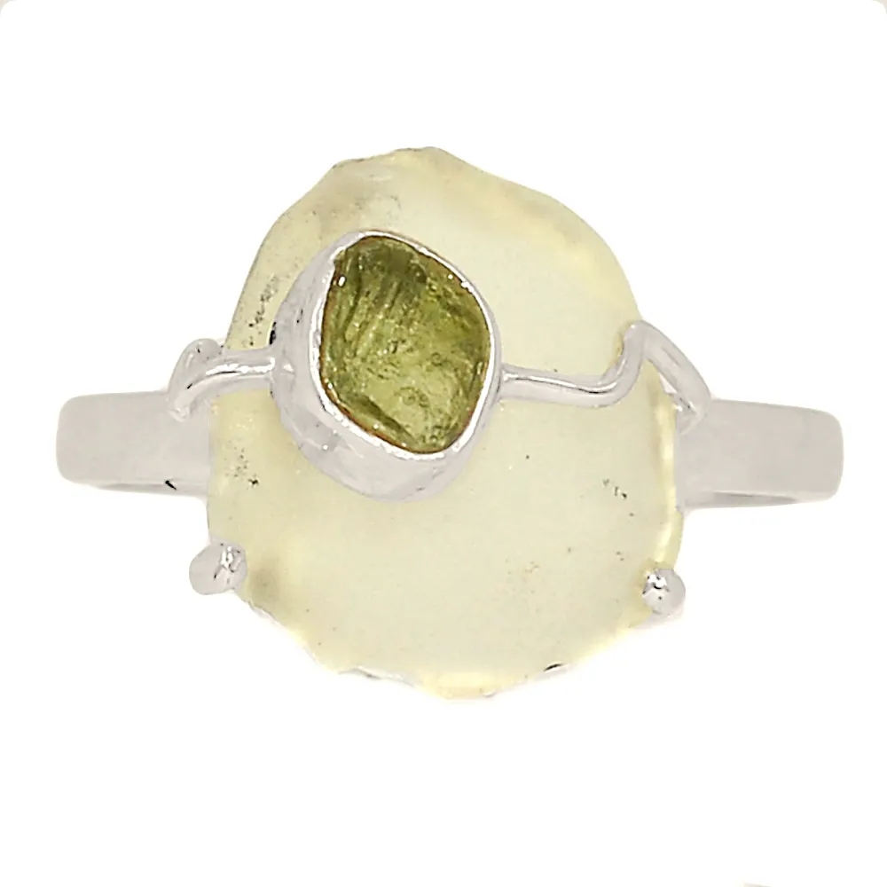 Nhẫn đồ trang sức phụ nữ đá quý ngón tay mạ vàng 925 sterling Silver engagement Wedding moldavite nhẫn cho phụ nữ đồ trang sức