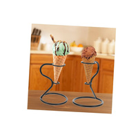 Mini support de cornet de crème glacée en métal à 2 trous pour afficher la crème glacée pour les articles de fête d'anniversaire décoratifs