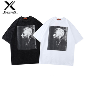 100% algodón 3D Digital impreso negro lavado de gran tamaño 280 GSM Hip Hop camiseta para hombres y mujeres camisetas gráficas Unisex - Product Image 6