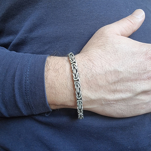 <b>Silver</b> <b>Men</b> 5.5 mm Necklace and Bracelet Combination Hi Hop Bracelet King Byzantine Jewelry Wholesale From Turkey - Product Image 3