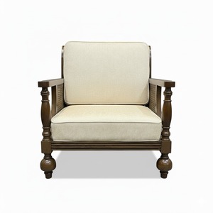 Hemingway Traditional Style Ash Wood Single Sofa <b>Square</b> Genuine Leather Upholstered Living Room Furniture Set GSD68096 - Product Image 4