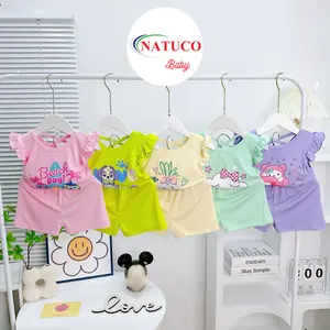 Yaz bebek giyim setleri kısa kollu takım elbise T-shirt + şort 8-27Kg serin pamuklu kumaş kız bebek giysileri setleri yapılmış.