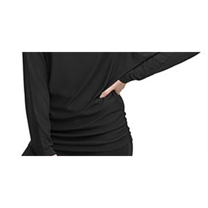 Felpa con Cappuccio Nera Drappeggiata con Maniche a Pipistrello per Donna DKNY, Maglione in Seta Lavorata a Maglia di Alta Qualità, Traspirante, Taglia Media - Product Image 3