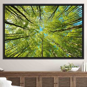 Elegante Lienzo Impreso con Diseño de Árbol en Vidrio Templado, Lienzo con Marco Negro - Product Image 1