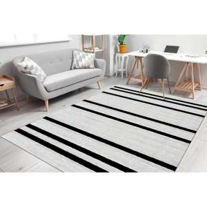 Vintage Pattern Printed <b>Rug</b>, White & <b>Black</b> Moroccan Design Turkish Non-Slip <b>Bedroom</b> Gift,Nonwoven Thin <b>Rug</b> - Product Image 1