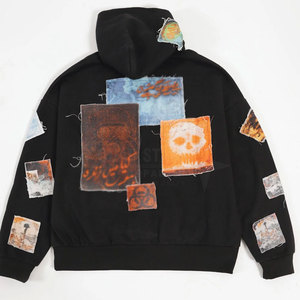 เสื้อฮู้ดผ้าฝ้ายผู้ชายแบบเย็บปะติดน้ำหนักเบาระบายอากาศ - Product Image 3