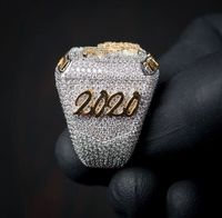 Bague de championnat personnalisée en argent 925 avec diamants en moissanite glacés, style hip-hop tendance, pour homme, pour fête, fiançailles, mariage