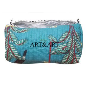 Wholesale Eco-Friendly Medium Capacity Portable Cotton Travel for Pouch Floral Print Zipper Cosmetic Bag Soft Handle - Product Image 5