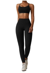 Conjunto de ropa de Yoga de patrón sólido para mujer 2025 ropa deportiva suave con cremallera con sujetador y mallas Yogaa Top y sujetador - Product Image 2