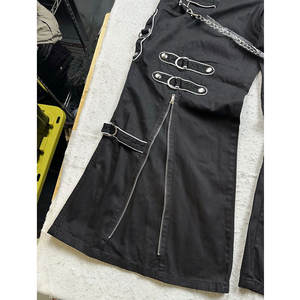 <b>Womens</b> Dark Gothic Street Pants Black with <b>White</b> Stitching and Silver Hardware 2026 - Product Image 4