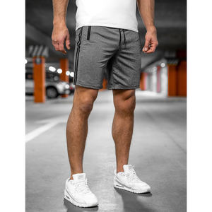 Shorts pour hommes en mélange de polyester et de coton avec taille élastique et poches latérales, confortables, décontractés, pour l'été et les activités de plein air - Product Image 1