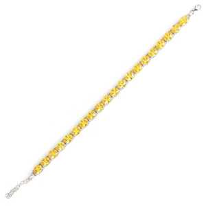 Bracelet en argent sterling 925 avec pierre ovale en citrine synthétique, chaîne fine et maillons - Product Image 2