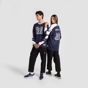 เสื้อฟุตบอลอเมริกันแขนยาวสีกรมท่า ลาย Goal Bound พร้อมเทคนิคการพิมพ์แบบ Sublimation ชุดเสื้อทีม - Product Image 1
