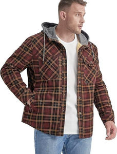 Veste pour homme, veste pour homme, chemise boutonnée à carreaux et veste avec doublure matelassée pour un sweat à capuche en flanelle chaud et confortable - Product Image 4