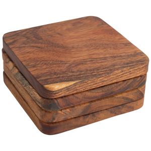 Ensemble de sous-verres carrés en bois de noyer écologiques de style classique faits à la main, sous-verres rustiques pour les hôtels, les maisons et les restaurants - Product Image 6