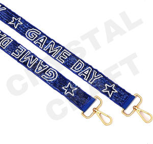 Bulldogs personnalisé or blanc perle de rocaille sac sangles 'crochet em cornes 'accessoire à la mode perlé sac à main sangle - Product Image 2