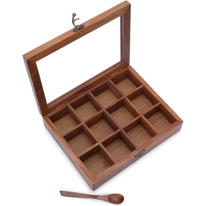 กล่องเก็บเครื่องเทศไม้สไตล์วินเทจพร้อมฝาปิดกล่องเก็บสมุนไพรและเครื่องเทศหลากหลายชนิดพร้อมเครื่องมือเครื่องเทศ - Product Image 4